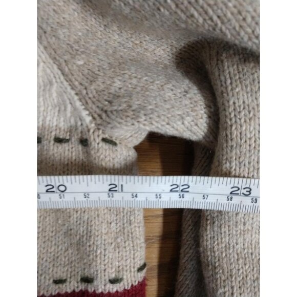 Croft & Barrow Womens L Beige Christmas Patchwork Cardigan W/Snowman Embroidery - Picture 5 of 6